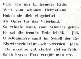 Text auf einem Sterbebidchen